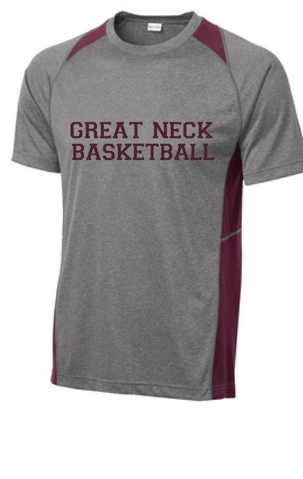 Performance Colorblock Contender Tee / Vintage Heather and Maroon / Great Neck Basketball