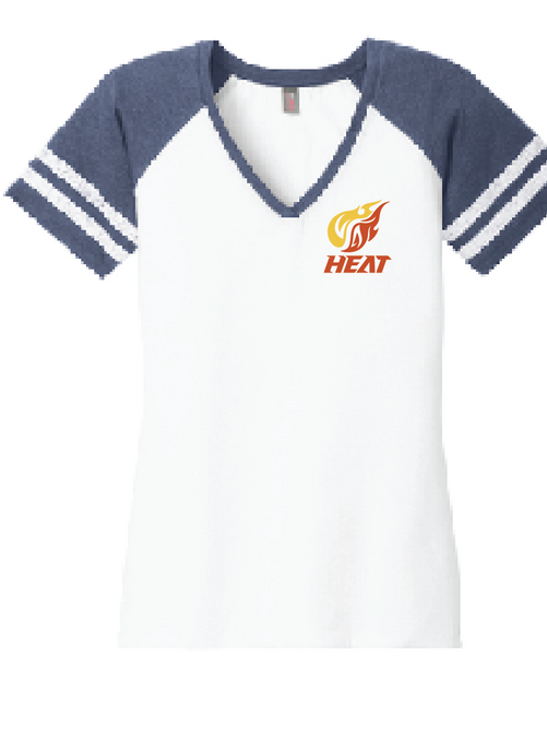 Game Day V-Neck / White & Heathered Navy / Heat