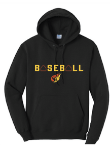 Baseball Fleece Hooded Sweatshirt (Youth & Adult) / Jet Black / Heat Baseball