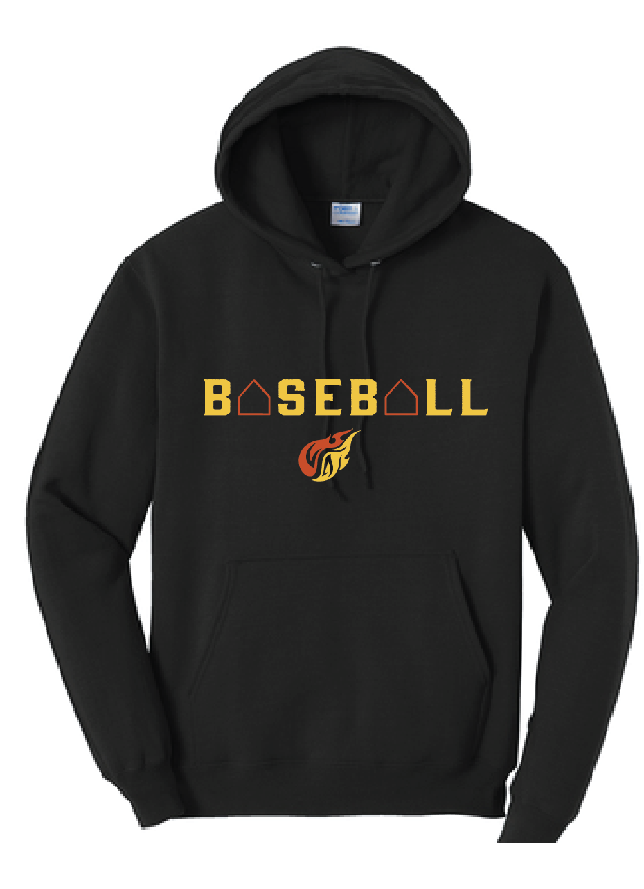 Baseball Fleece Hooded Sweatshirt (Youth & Adult) / Jet Black / Heat Baseball