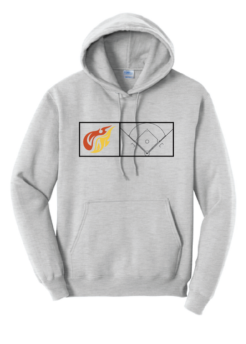 Fleece Hooded Sweatshirt (Youth & Adult) / Ash / Heat Baseball