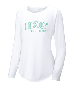 Long Sleeve Tri-Blend Wicking Scoop Neck Tee / White / Hickory Field Hockey