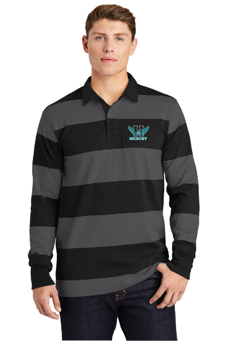 Classic Long Sleeve Rugby Polo / Black & Gaphite / Hickory High School Soccer