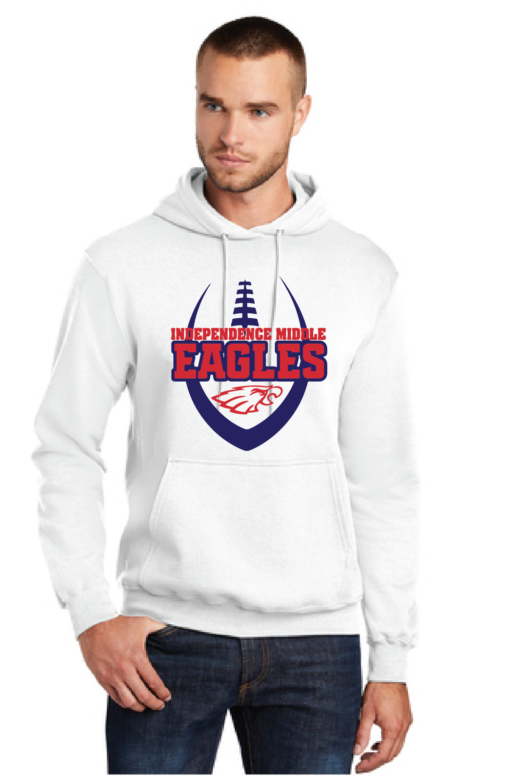 Core Fleece Pullover Hooded Sweatshirt / White / Independence Middle Football