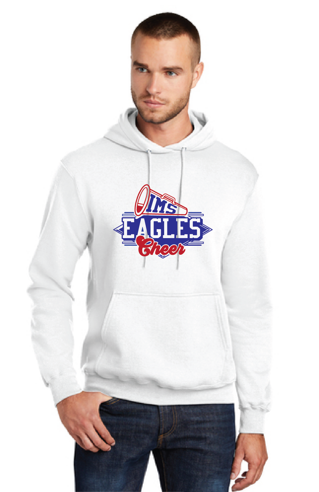 Core Fleece Pullover Hooded Sweatshirt / White / Independence Middle Cheer