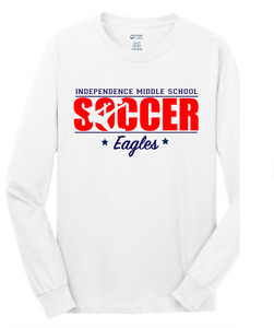 Long Sleeve Cotton T-Shirt / White / Independence Girls Soccer - Fidgety