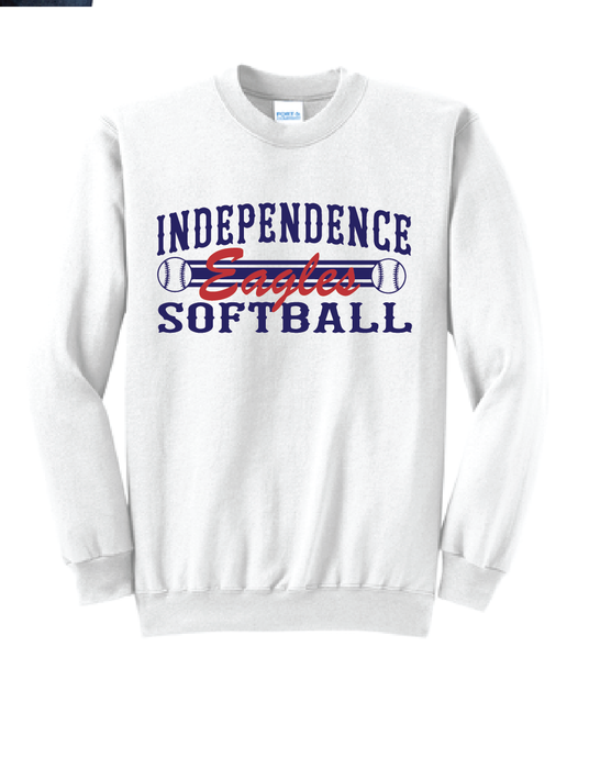 Fleece Crewneck Sweatshirt / White / Independence Middle Softball