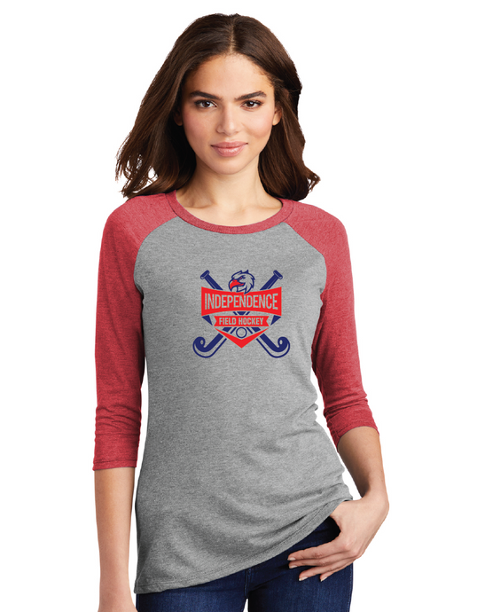 Triblend 3/4-Sleeve Raglan / Red Frost & Grey Frost / Independence Middle School Field Hockey