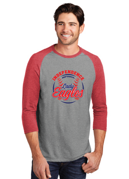 Perfect Tri 3/4-Sleeve Raglan / Grey Red / Independence Middle School Softball