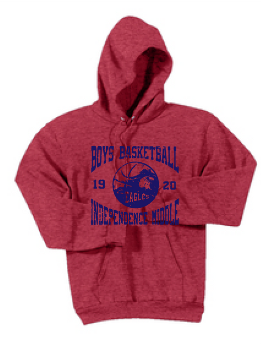 Fleece Hooded Sweatshirt (Youth & Adult) / Heather Red / Independence Basketball