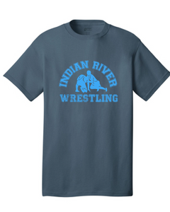 Cotton Short Sleeve Shirt / Navy / Indian River Wrestling - Fidgety