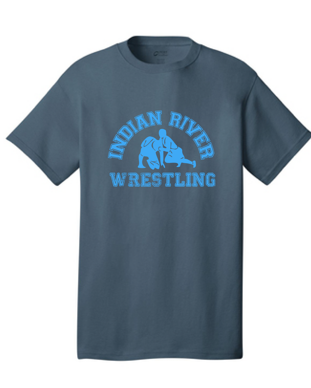 Cotton Short Sleeve Shirt / Navy / Indian River Wrestling - Fidgety
