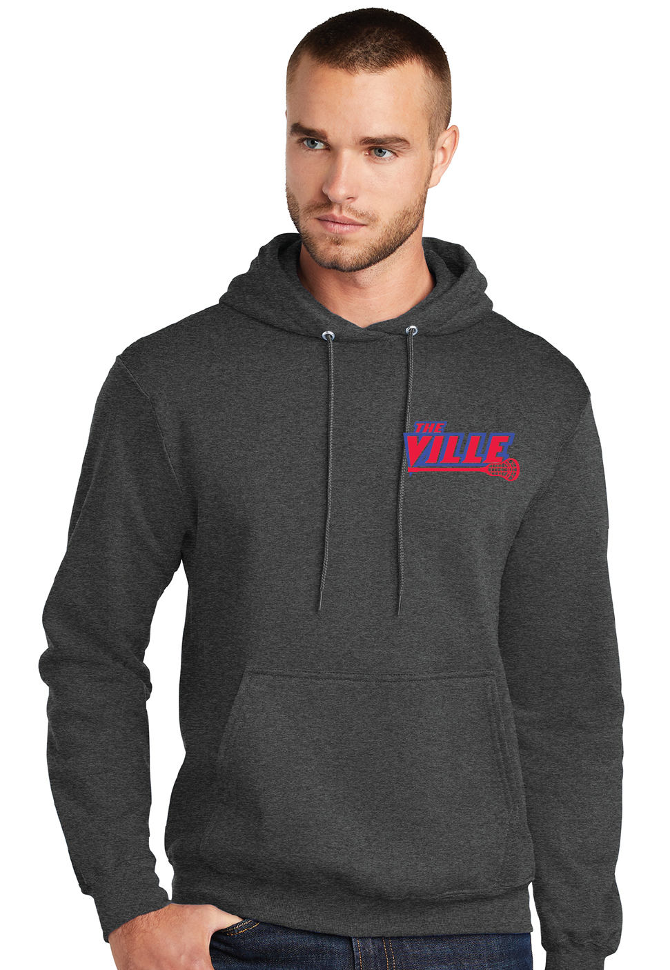 Fleece Pullover Hooded Sweatshirt / Dark Heather Grey  / Kempsville High School Lacrosse