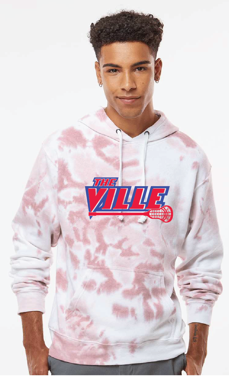 Tie-Dye Fleece Hooded Sweatshirt / Red / Kempsville High School Lacrosse