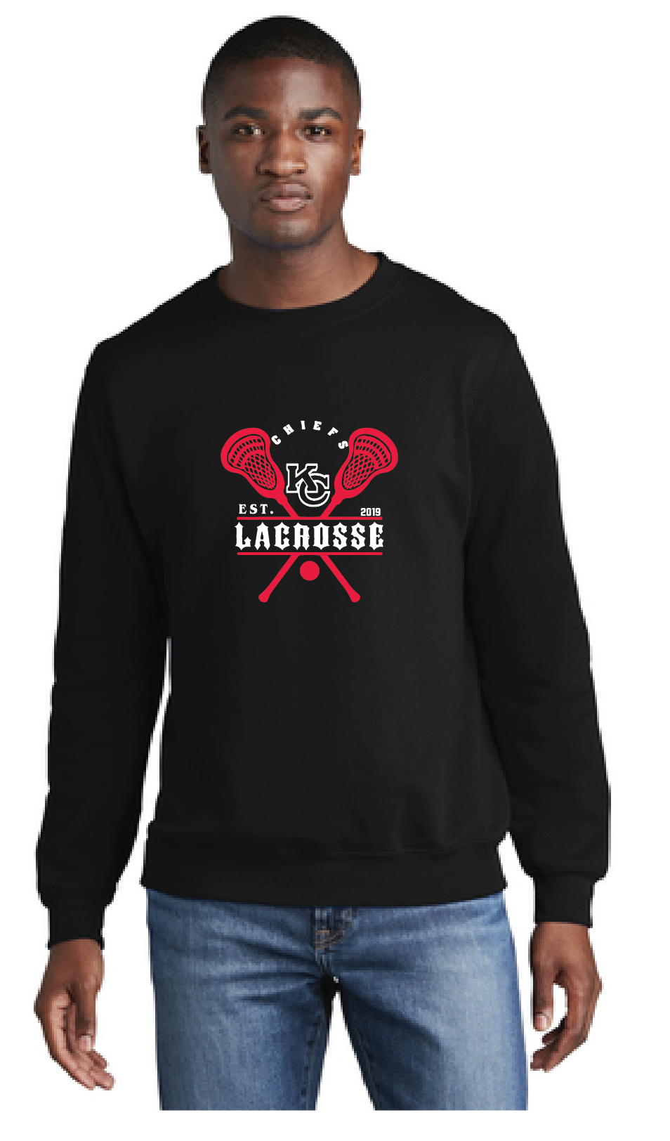 Core Fleece Crewneck Sweatshirt / Black / Kempsville High School Lacrosse