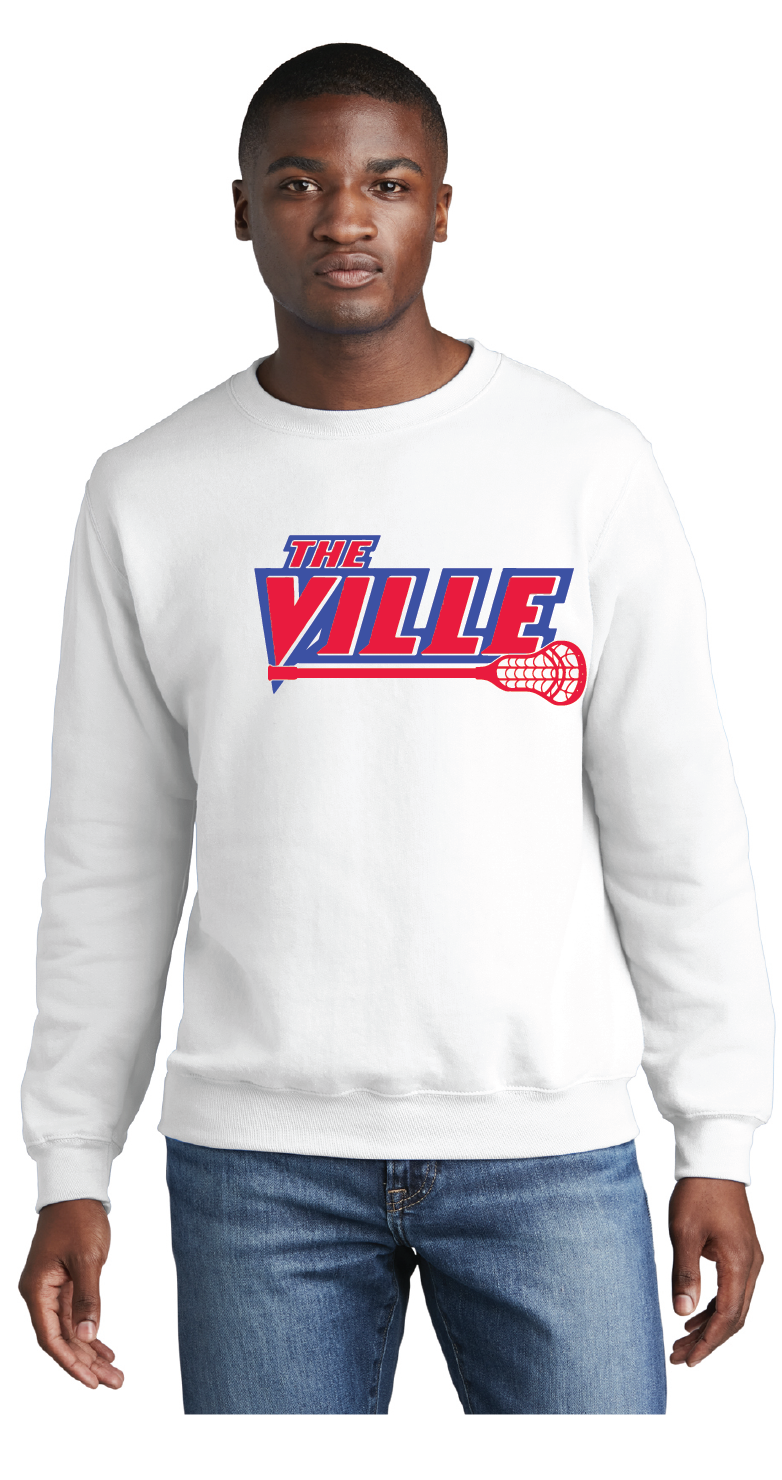 Core Fleece Crewneck Sweatshirt / White / Kempsville High School Lacrosse