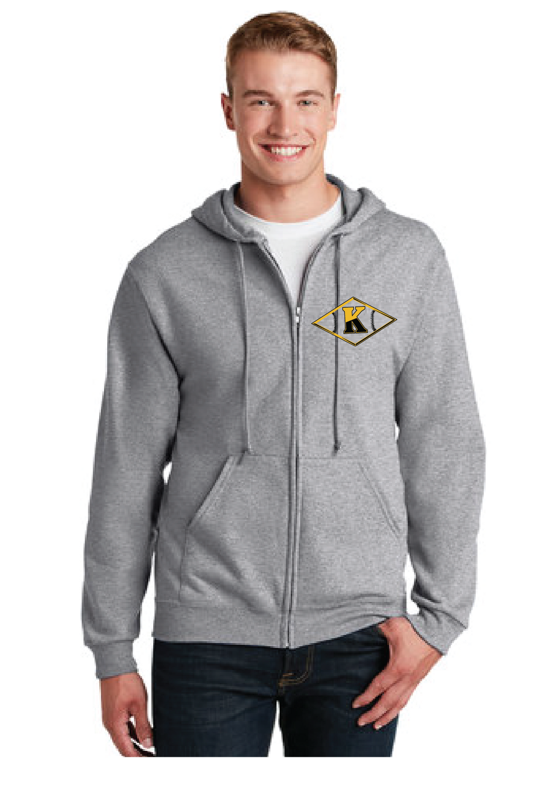 Full-Zip Hooded Sweatshirt / Athletic Heather / Kellam High School Baseball