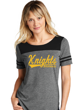 Ladies Tri-Blend Wicking Fan Tee / Black/Dark Grey Heather / Kellam High School Baseball