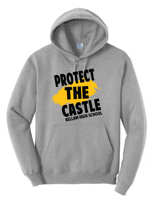 Fleece Pullover Hooded Sweatshirt / Ash / Protect The Castle / Kellam High School