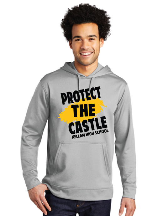 Performance Fleece Pullover Hooded Sweatshirt / Silver / Protect The Castle / Kellam High School