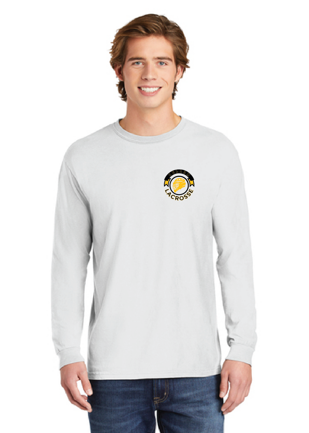 Heavyweight Ring Spun Long Sleeve Tee / White / Kellam High School Lacrosse