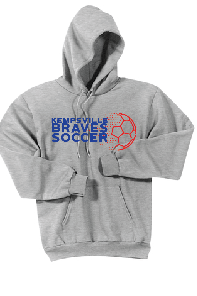 Kempsville Fleece Hooded Sweatshirt / Ash Gray / Kempsville Soccer - Fidgety