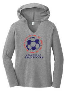 Tri-Blend Long Sleeve T-Shirt Hoody / Gray Frost / Kempsville Soccer - Fidgety