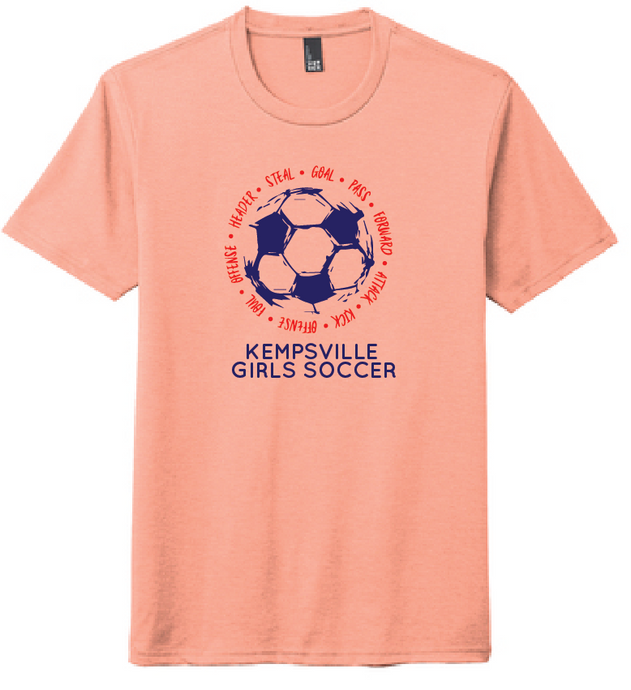 Triblend Crew T-Shirt / Heathered Dusty Peach / Kempsville Soccer - Fidgety