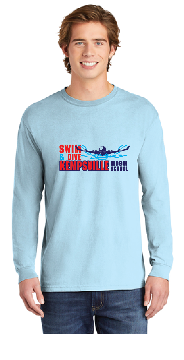 Ring Spun Long Sleeve Tee / Chambray / Kempsville High School Swim & Dive Team