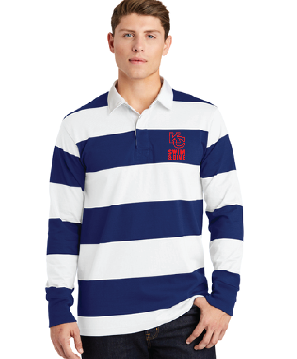 Classic Long Sleeve Rugby Polo / True Royal/ White / Kempsville High School Swim & Dive Team