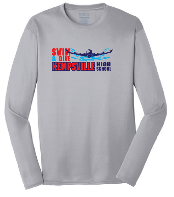 Long Sleeve Performance Tee / Silver / Kempsville High School Swim & Dive Team
