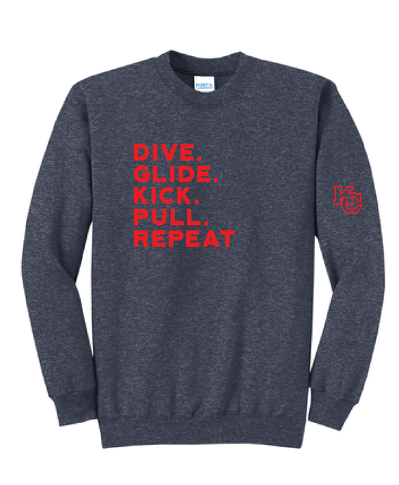 Fleece Crewneck Sweatshirt / Heather Navy / Kempsville High School Swim & Dive Team