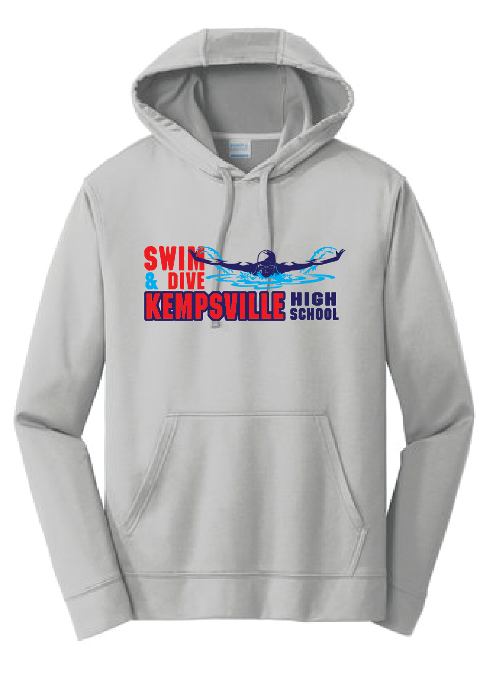 Performance Fleece Pullover Hooded Sweatshirt / Silver / Kempsville High School Swim & Dive Team