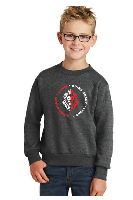 Core Fleece Crewneck Sweatshirt (Youth & Adult) / Dark Heather Grey / Kings Grant Elementary