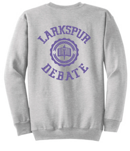 Fleece Crewneck Sweatshirt (Youth & Adult) / Athletic Heather Grey / Larkspur Debate