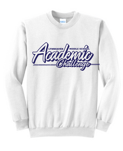 Fleece Crewneck Sweatshirt / White / Lynnhaven Middle School Academic Challenge