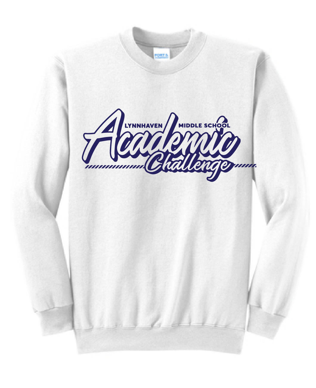 Fleece Crewneck Sweatshirt / White / Lynnhaven Middle School Academic Challenge