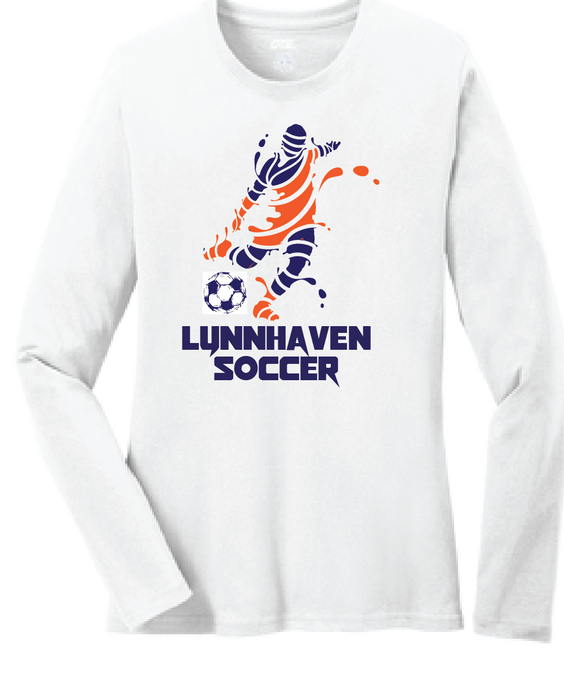 Lynnhaven Soccer Long Sleeve Cotton Tee / White / LMS Boys Soccer - Fidgety