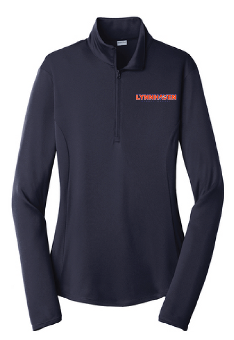Ladies 1/4 Zip Athletic Pullover / Navy / Lynnhaven Staff - Fidgety