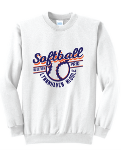 Fleece Crewneck Sweatshirt / White / Lynnhaven Middle School Softball