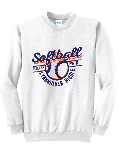 Fleece Crewneck Sweatshirt / White / Lynnhaven Middle School Softball