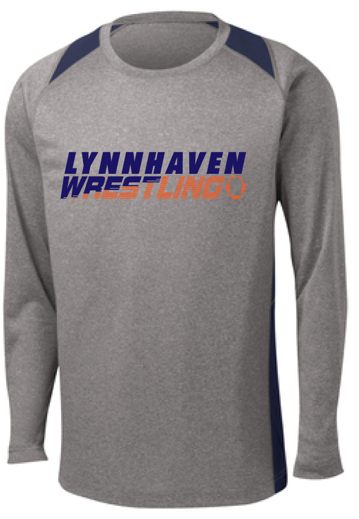 Performance Dri-Fit Long Sleeve/ Vintage Heather and Navy / Lynnhaven Middle Wrestling
