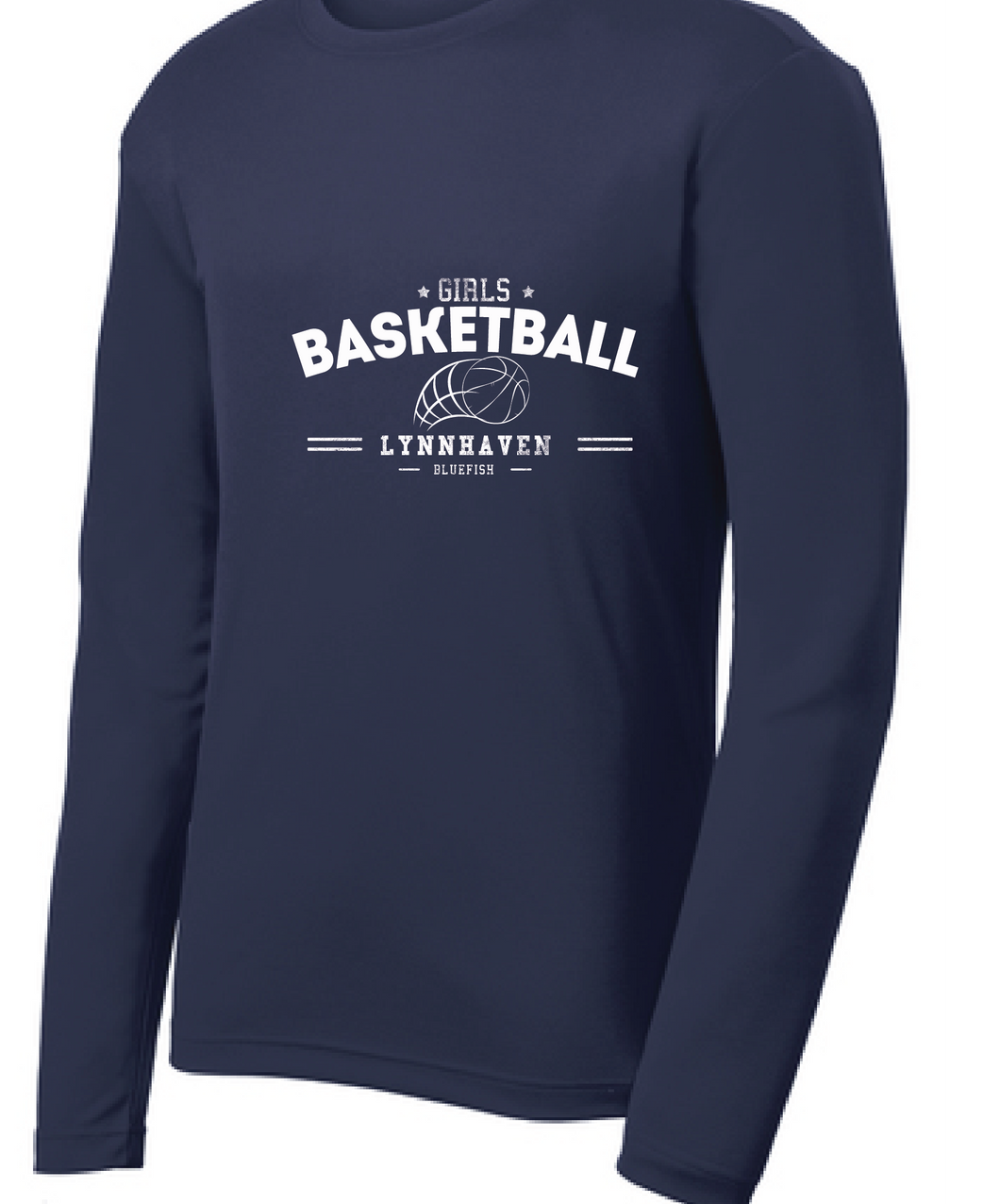 Performance Long Sleeve T-shirt  /  Navy / Lynnhaven Girls Basketball - Fidgety