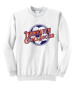 Fleece Crewneck Sweatshirt / White / Lynnhaven Girls Soccer