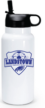 32 oz Double Wall Stainless Steel Water Bottle  / White / Landstown High School Soccer