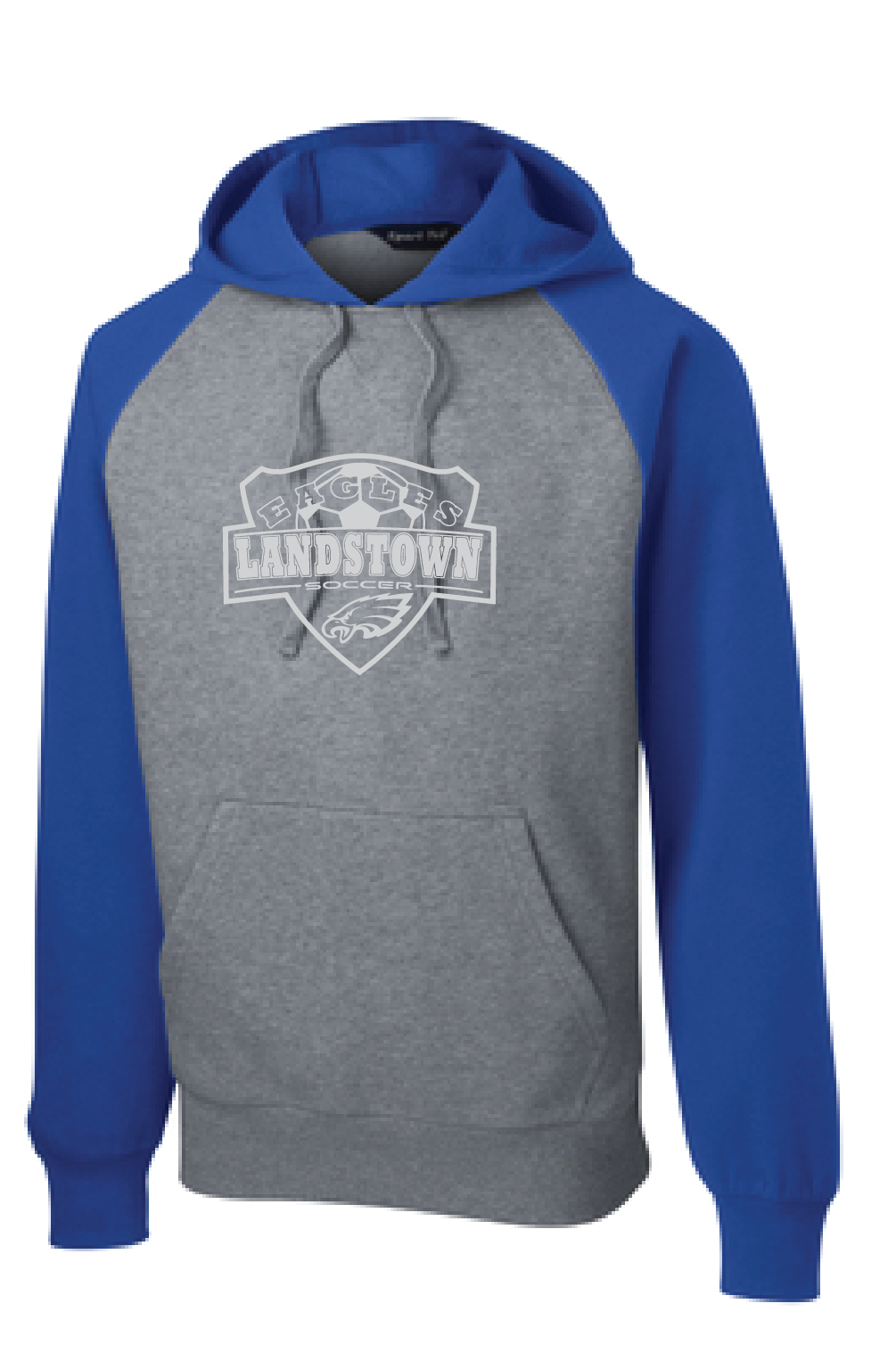 Raglan Colorblock Pullover Hooded Sweatshirt / True Royal & Vintage Heather / Landstown High School Soccer