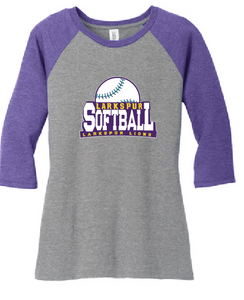 Women’s Perfect Tri 3/4-Sleeve Raglan / Purple & Grey / Larkspur Middle Softball