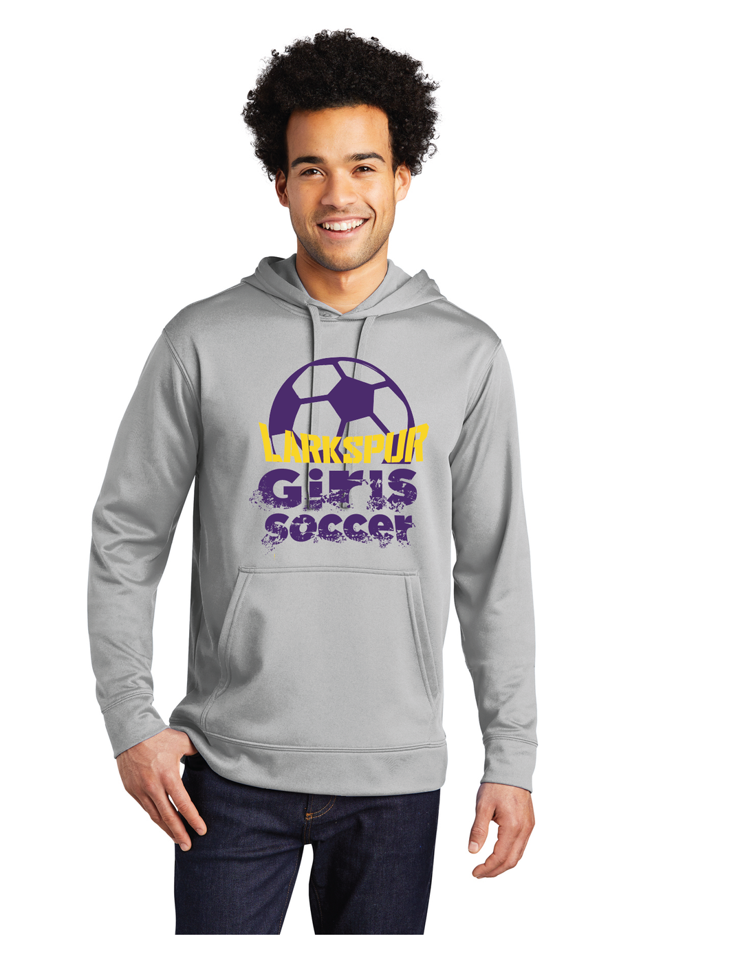 Performance Fleece Pullover Hooded Sweatshirt / Silver / Larkspur Middle School Girls Soccer