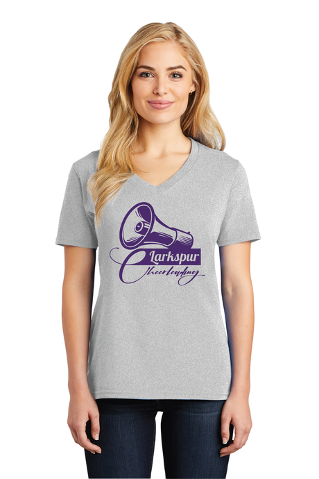 Ladies Core Cotton V-Neck Tee / Athletic Heather / Larkspur Middle School Cheer