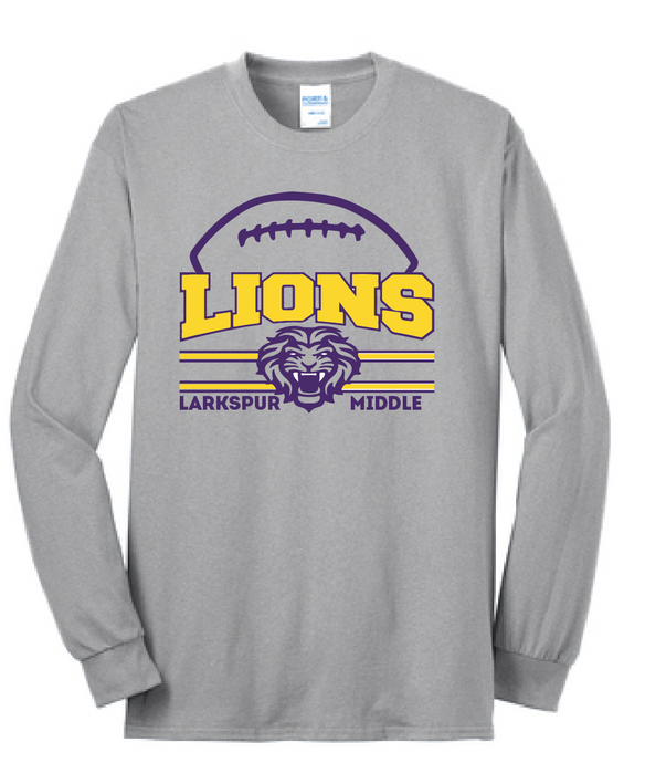 LIONS Long Sleeve T-Shirt / Ash Gray / Larkspur Football - Fidgety